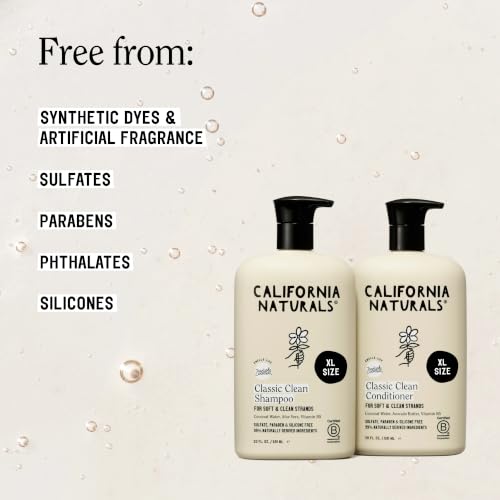 Image of California Naturals Classic Clean Toasted Coconut Shampoo Conditioner Set, Natural, Vegan, Cruelty, Silicone, Paraben, and Sulfate Free, All Hair Types, 20 Fl Oz