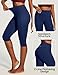 Heathyoga Capri Leggings with Pockets for Women Tummy Control Knee Length Leggings Yoga Pants Women Capri Pants Workout Navy Blue