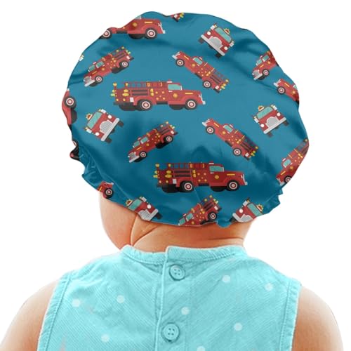 Image of Cars Print Kids Satin Sleep Cap, Elastic Adjustable Band Hat Night Sleeping Head Cover for Hair Protecte Satin Bonnet Beanie Hat for Girls Boys Toddler Baby