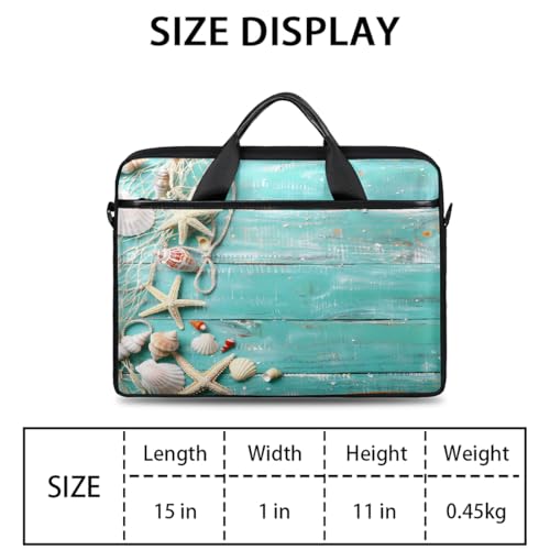Bolsa para laptop con diseño de conchas y estrella de mar 15 pulg miniatura 2
