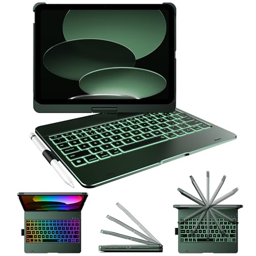 Image of typecase Flexbook Trackpad-Free Keyboard Case for iPad A16 11th /10th Gen | 360 Rotating, 11-Color Backlit Keys, Pencil Holder; Fits iPad A16 11″ (2025) & 10th Gen 10.9″ (2022), Midnight Green