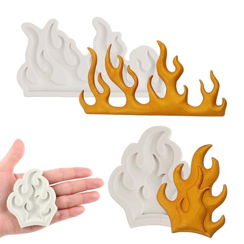 LINGJIA 2 Pezzi Stampi in Silicone per Dolci, Stampo del Fondente della Fiamma, Decorazione 3D della Fiamma, Stampo del Cioccolato, per la Decorazione della Torta, Fabbricazione dell'artigianato