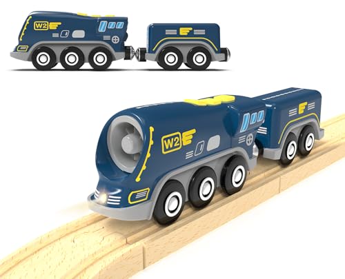 Battery Operated Locomotive Train for Wooden Tracks Powerful Engine Toy Trains Vehicle for Railway Track Science Fiction Train Car Series Fit All Brands Railroad (Battery Not Included)