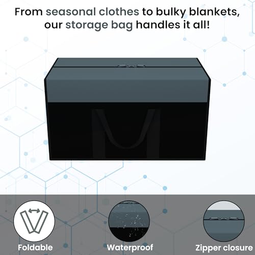 Image of Kuber Industries (Pack of 3) Storage Bag | Wardrobe Clothes Organizer | Foldable Zipper Cloth Bag | Closet Organizer | Waterproof Clothing-Bedding Bag | Medium | Black Patti | Grey