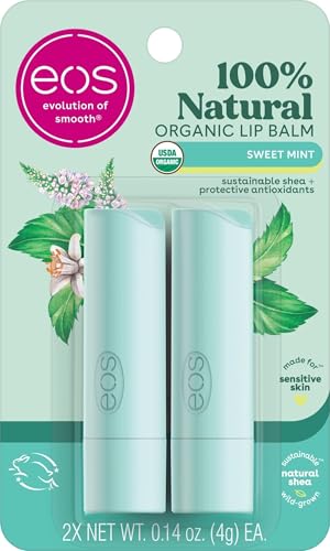 Image of eos 100% Natural & Organic Lip Balm Sticks, Sweet Min, 0.14 oz, 2-Pack