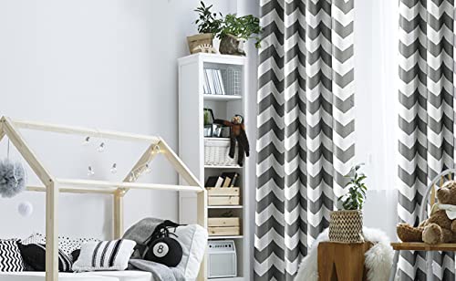 Melodieux Fashion Chevron Curtains For Living Room Dining Room, Darkening Blackout Grommet Top Window Drapes Soundproof Thermal Insulated For Bedroom, 63 Inches Long, 52 By 63 Inch, Gray (1 Panel) #TOP5