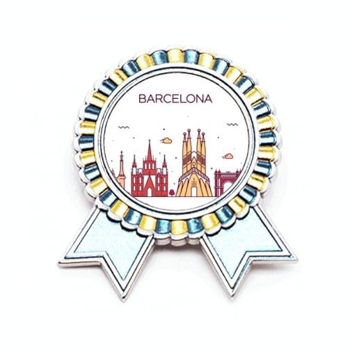 Broche Barcelone Espagne en métal plat taille M accessoire monument voyage