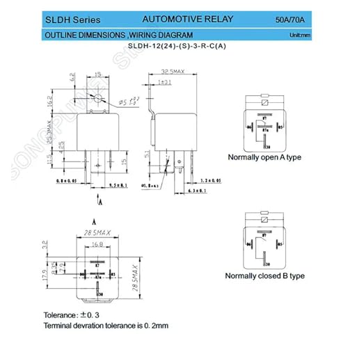 Relais de la série SLDH 12V 24V pour automobile et circuit PCB de commande 5 broches 60A - 6