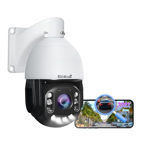 JideTech 200X Hybrid Zoom 4K 8MP Outdoor PTZ IP PoE Security Camera, 360° Pan 90°Tilt Auto...