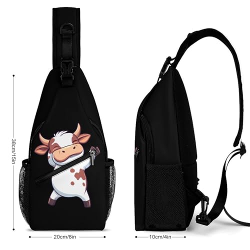 Cute Cow Dancing Crossbody Sling Backpack Casual Chest Bag Fanny Pack for Women Men Travel Hiking2
