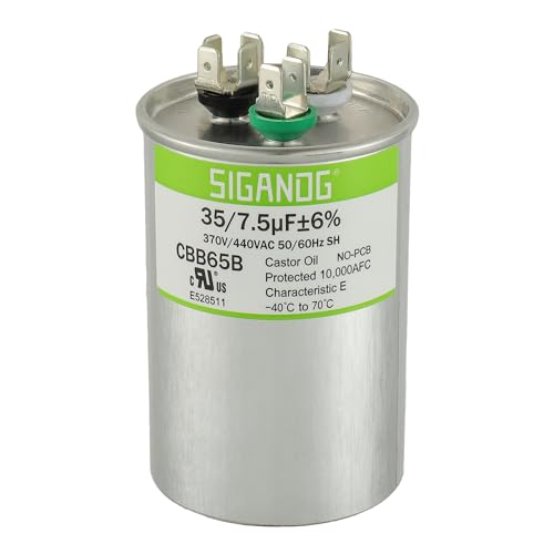 SIGANDG 35/7.5 uF 35+7.5 MFD 370V or 440V CBB65 Dual Run Start Ro...