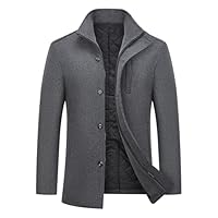 MODFUL Men's Wool Coat Mid Length Warm Casual Overcoat Peacoat Trench Winter Jacket (Grey, XL)
