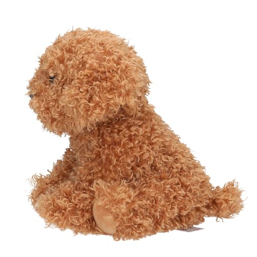 Depesche 13514 TOPModel - Kuscheltier Hund in Braun, ca. 16 cm großes Plüschtier mit lockigem Fell und rosa Zunge