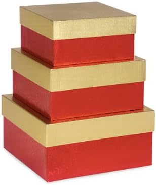 Nested Gift Box Tower Amazon.com: Large Christmas Gift Box Tower Set - Red Swirl Embossed ...