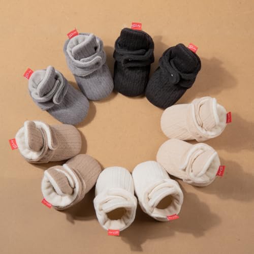 CENCIRILY Baby Unisex Booties Warm Fleece Winter Stay On Infant Slipper Socks Boys Girls Soft Non Slip Sole Newborn First Walkers Ankle Crib Shoes2