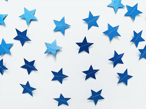 Image of 3-Pack Blue Star Garland Banner - Twinkle Twinkle Little Star Decorations for Christmas, Baby Shower & Birthday, 4-Inch Stars, 13 Feet Long, Holiday Party Hanging Decor