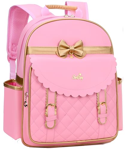 Children Princess Waterproof PU Backpack for Elementary School Girls