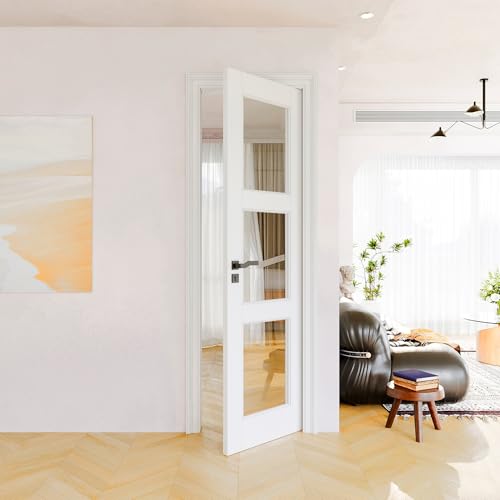 18" x 80" Clear Glass Slab Door, 3-Lite Glass French