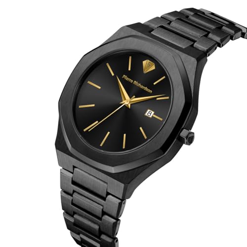 PIERRE RICHARDSON PR5428 Men’s Luxury Watch – Japanese Quartz Movement, Stainless Steel, 41mm, 5ATM Water Resistant, Scratch-Resistant Sapphire Crystal Glass – Classic Dress Watch for Men2