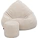 Pouf Poltrona Sacco con Poggiapiedi Beige 80x80x110 cm - Poltrona Pouf Sacco - Morbido e Confortevole - Bean Bag per Adulti e Bambini - Fodera Lavabile - Mobili per Soggiorno immagine