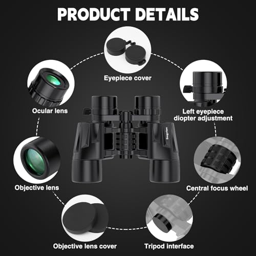 Image of Sogries 6-16x40 Zoom Binoculars for Adults High Powered Alaska Cruise Ship | Stargazing Binoculars with Zoom Bird Watching Camping Hiking Travel Concert Long Range Binoculars Waterproof Clear Low Light