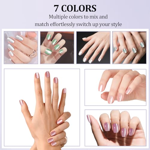Laza 210pcs Cat Eye Press on Nails 7 Colors Macaroon Short Square Fake Nail – vue 6