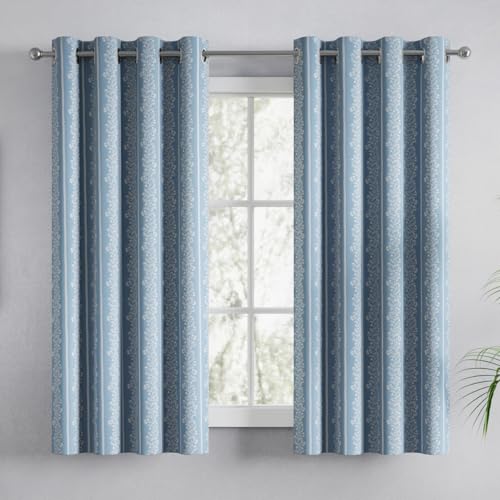 Image of haus & kinder Digital Printed Cotton Window Curtains 5 Feet Long Pack of 2 Window Curtains, 5 Feet Curtains for Window (Vineway, Blue 130x152 CM)