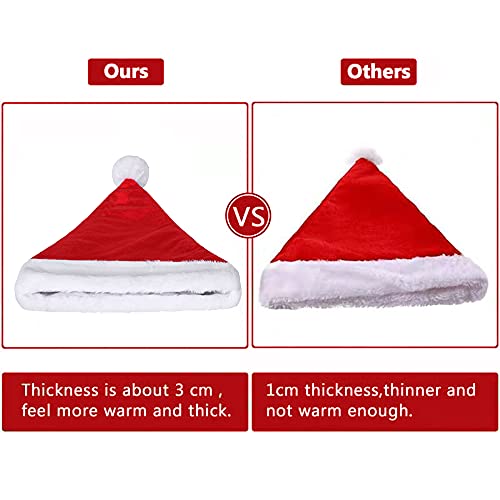Eoocan Santa Hat, Santa Hat For Kids, Unisex Velvet Comfort Red Christmas Hats Extra Thicken Classic Plush For Christmas New Year Festive Holiday Party Supplies #TOP4