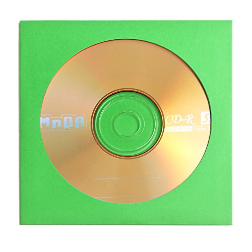 Flexzion 100 Pack Cd Dvd Thick Paper Sleeves (Green) Standard Envelope Cases Display Storage Premium With Window Cut Out And Flap For Music Movie Video Game Disc #TOP3