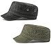2 Pack Cadet Army Caps Cotton Military Style Patrol Hats Adjustable Veteran Flat Top Hat (Black Green)
