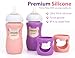 Philips Avent Silicone Baby Bottle Sleeves - Anti Breakage Holder for Natural Glass Baby Bottles, Compatible with Avent, 8oz - Pack of 2 (Pink and Purple)