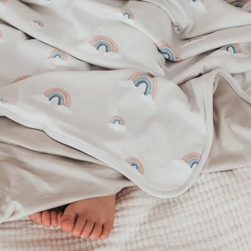 Image of Woolino Toddler Blanket - Merino Wool and Organic Cotton Baby Blanket for Girls and Boys - 4 Season - 52.5 inch x 40 inch - Rainbow