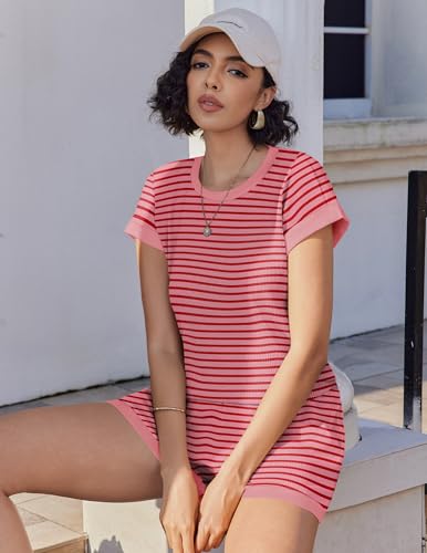 Image of Ekouaer Two Piece Sets for Women Summer Striped Lounge Set Vacation Outfit