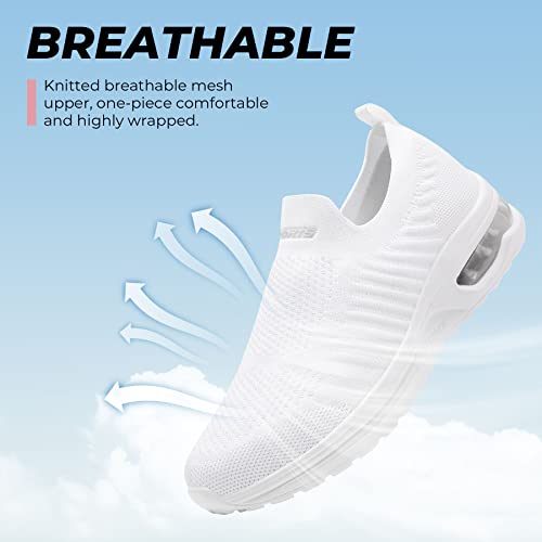 Littleplum Damen Slip On Sneakers Leicht Turnschuhe Bequem Atmungsaktiv Mesh Arch Support Damen Sportschuhe,B Weiß,39 EU