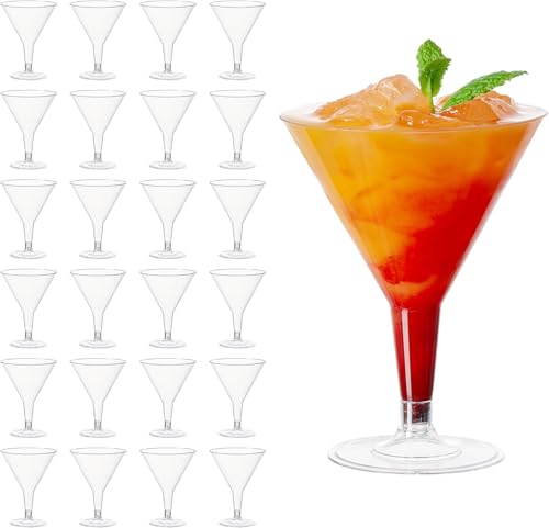 MATANA 48 copos de plástico de Martini, copos de cocktail, 210 ml, copos de plástico reutilizáveis e elegantes para coquetéis e sobremesas - aniversários, casamentos, festas