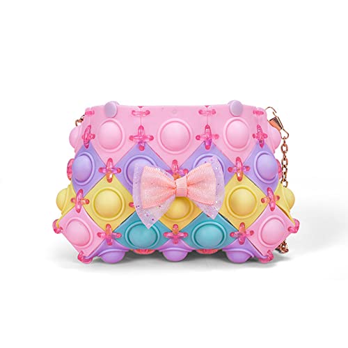 Make Your Own Fashion Hand Bag Purse for Girls DIY Craft Purse for Young Girls Do It Yourself Arts and Crafts Toys Kit Handmade Handbags for Children with Bows Cheap Sensory Toy Fingertip Bag(A-DIY)