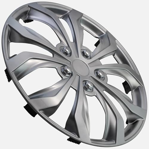 Image of LYDS Spyder S Silver Universal 17 inch Premium ABS Hubcap Wheel Cover Replacement Set of 4 - FWC-17S-S