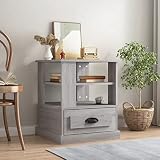 zylophax Mesa Auxiliar Madera contrachapada Gris Sonoma 50x50x60 cm Mesa Decorativa rinconera con Estante y cajón para almacenaje en salón Dormitorio recibidor sofá Cama