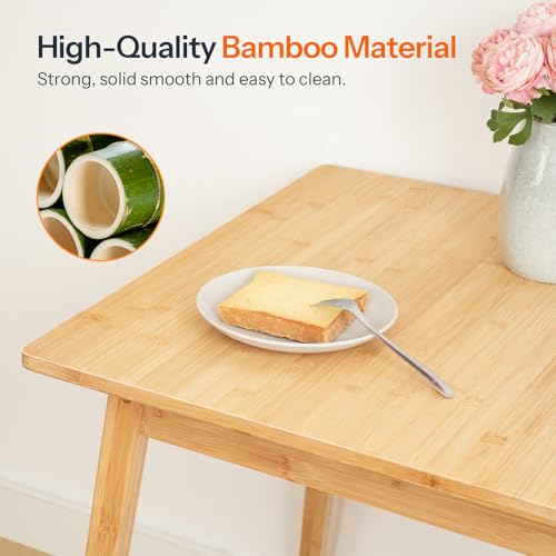 HOOBRO Bamboo Dining Table, Square Dining Table for 2, 27.6" Kitchen Table for Small Space, Writing Table, Easy to Assemble, for Dining Room, Living Room, Office, Kitchen, Natural YL70CZ01G1 - Image 5