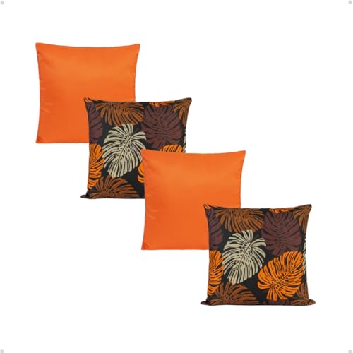 Kit Com 04 Almofadas Floral Com Enchimento Decorativo (Marrom)