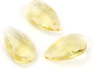 20pcs Czech Faceted Crystal Pear Chandelier Pendant Suncatcher 22mm November Topaz Yellow Birthstone Drop Beads for Jewelr...
