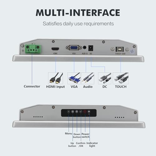 Image of 10.4 inch Touchscreen Monitor,Ratio 4:3 IPS PCAP Industrial Touch Screen Monitor with HD-MI VGA USB Port,Build-in Speakers & VESA,Touch Screen for PC,POS,Laptop,Home,RPI