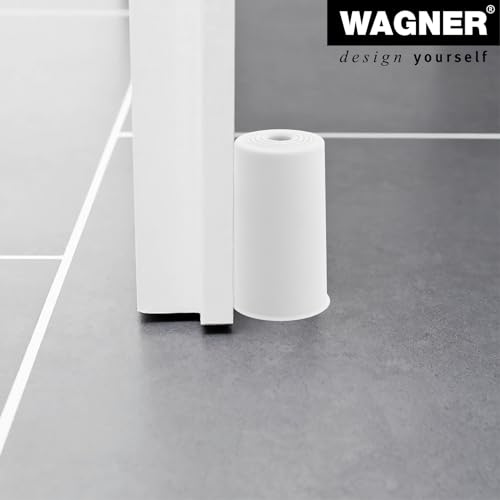 WAGNER Bodentürstopper/Wandtürstopper VULKANO BIG - Durchmesser Ø 45 x 75 mm, Puffer aus hochwertigem Vollgummi, weiß, zum Schrauben - Made in DE - 15525121