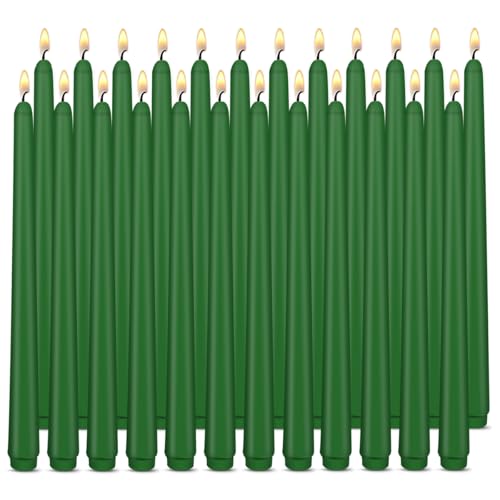 Green Taper Candles, Set of 24 Unscented and...