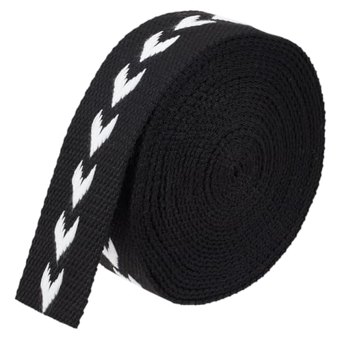 BENECREAT 5 Yards Polycotton Webbing, 1-1/2 inch Wide Flat Webbing with Arrow Pattern for Tote Bag Handles