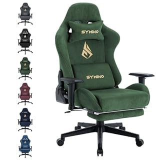 Symino Chaise Gaming Ergonomique et Fauteuil Gamer avec Repose-Pieds Télescopique Coussin à Ressorts, Support Lombaire et Hauteur Réglable 200kg (Faux Daim, Vert)