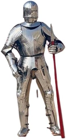 Medieval Full Body Knight Armor Suit – Polished Steel Wearable Armor with Helmet for LARP, Reenactment & Display