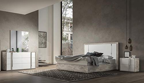 White & Grey Eco Stone King Size Bed Modern Made In Italy Soflex Treviso #TOP3