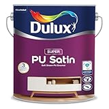 Dulux Super PU Satin White Enamel Paint Solvent Based | Premium Soft-Sheen Finish For wooden, metal, & masonry surfaces| Washable, quick drying, and stain resistance, 3 Yr. Warranty - White - 1 Ltr