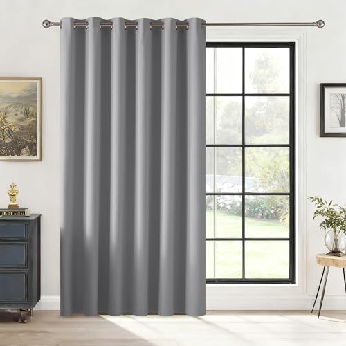 Image of RYB HOME Blackout Thermal Insulated Curtains, Portable Curtain for Sliding Glass Door /Storage /Space Room Divider, Large Window Treatment Room Divider Panel, W80 x L84, Silver Grey, 1 Panel